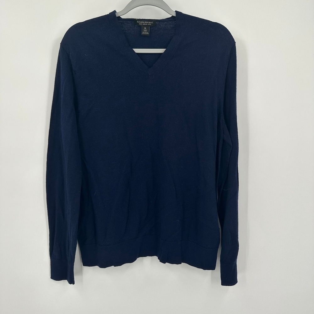 Banana Republic Womens Preppy Merino Wool Sweater Size XL Navy Old Money Capsule